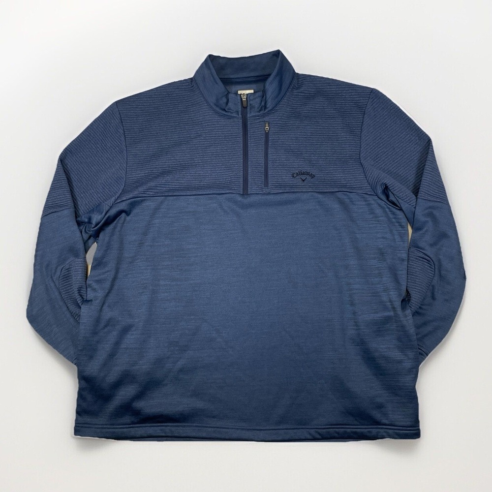 Callaway XXL Men's Golf Pullover Opti Dri 1/4 Zip Ribbed Chest & Side Pockets